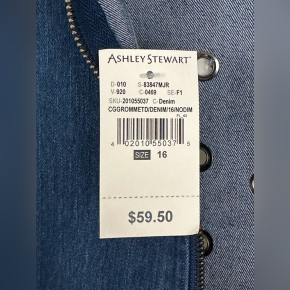 Ashley Stewart Sleeveless High Neck Grommet Detail Jean Midi Sheath Dres… - Picture 5 of 6